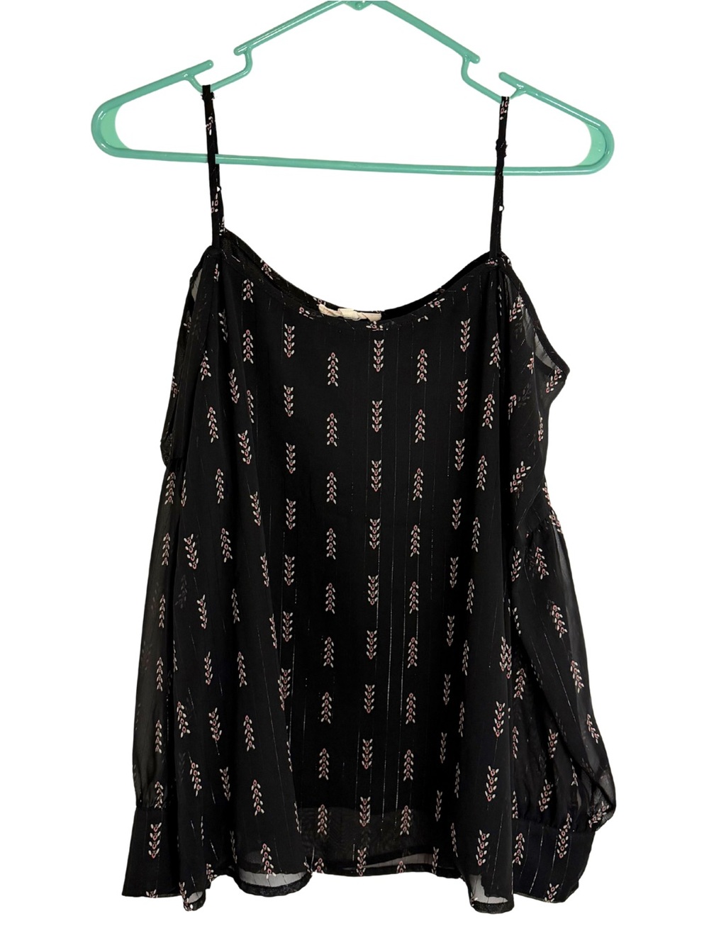 Creative Commune Black Spaghetti Strap Cold Shoulder Blouse Size Medium